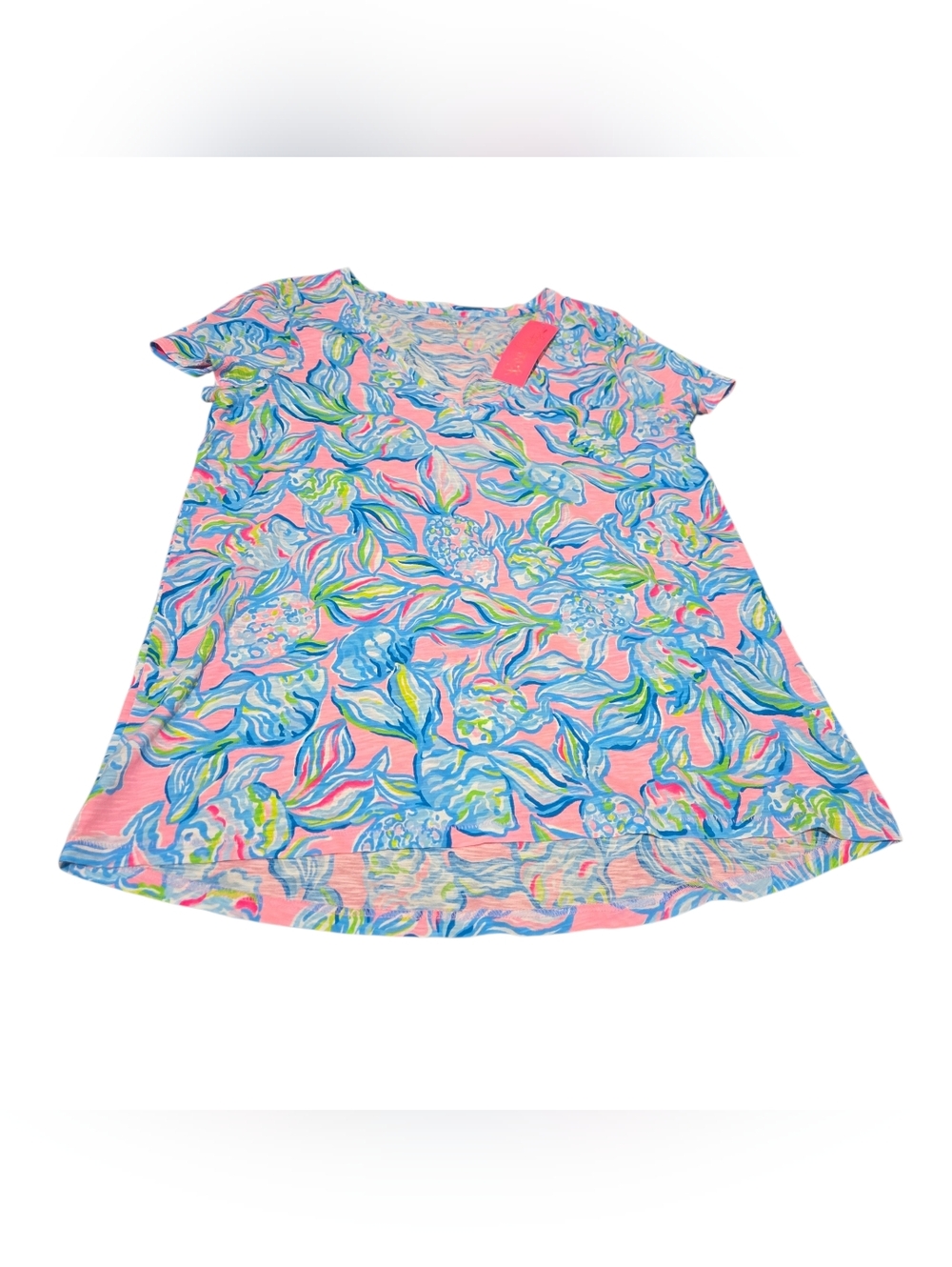 Likly Pulitzer Etta NWT V-neck Pelican Pink Off the Scales Top - Picture 3 of 7